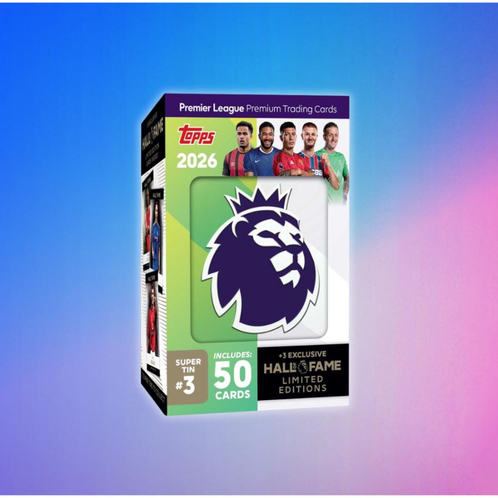 พร้อมส่ง!! การ์ดสะสมฟุตบอล Topps Premier League 2026 Super Tin - Hall of Fame Series #1 #2 #3 ใหม่ล่าสุด! (p4) ( 420 กรัม )